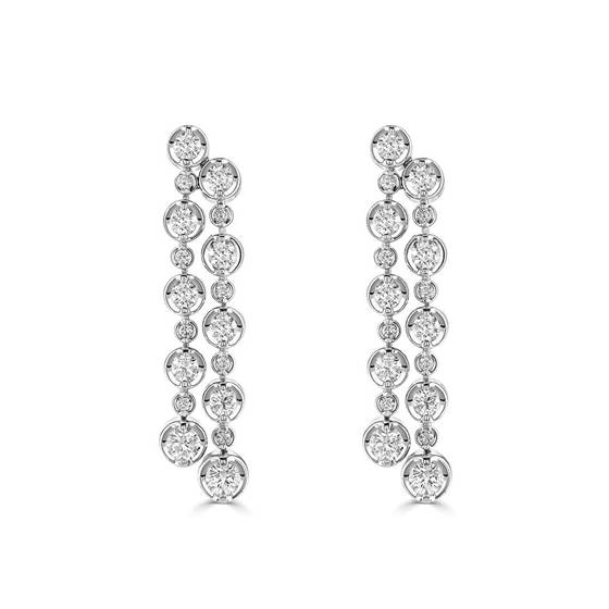 1.35ct Round Diamond Bezel Set Double Row Earrings