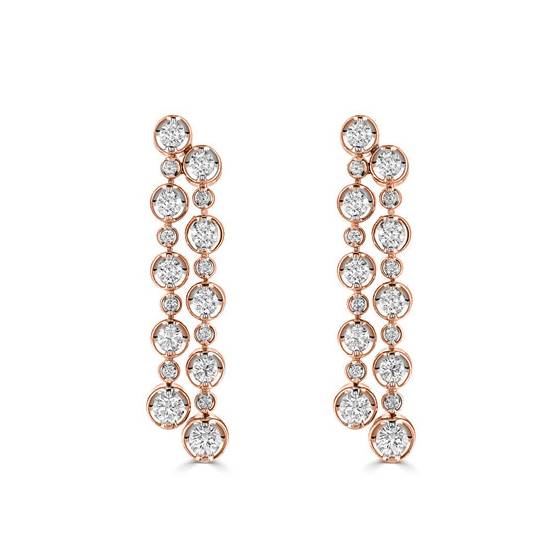 1.35ct Round Diamond Bezel Set Double Row Earrings