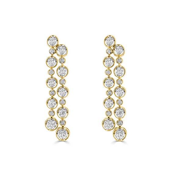 1.35ct Round Diamond Bezel Set Double Row Earrings