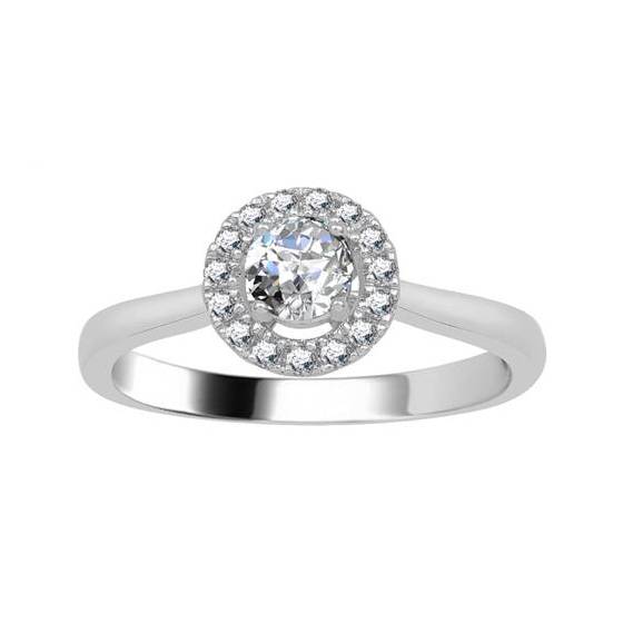 0.47ct VS/F Round Cut Natural Diamond Halo Ring