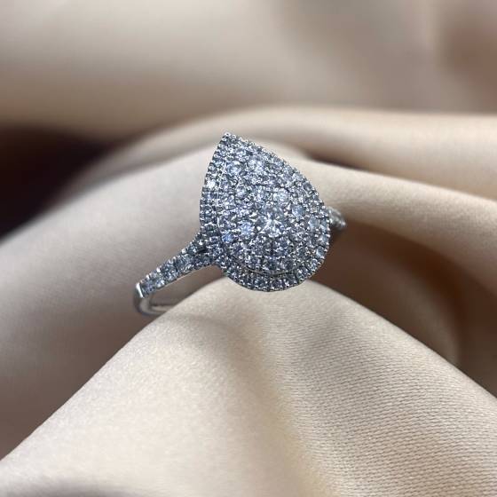 0.75ct VS/F-G Round Cut Natural Diamond Cluster Ring