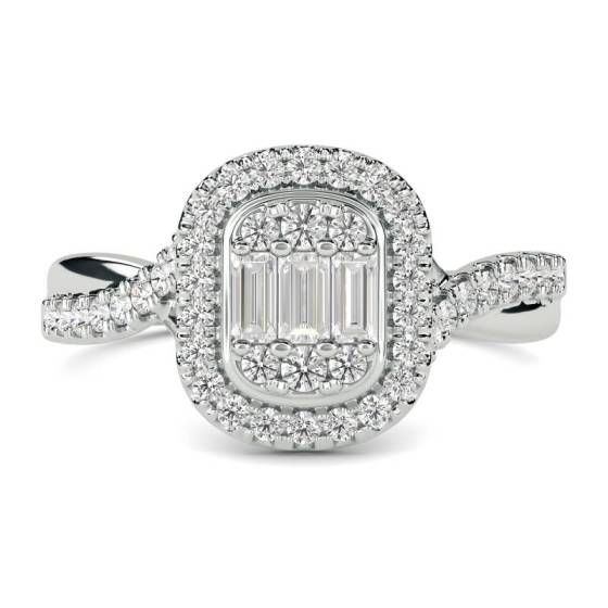 0.50ct VS/F-G Baguette Cut Natural Diamond Cluster Ring