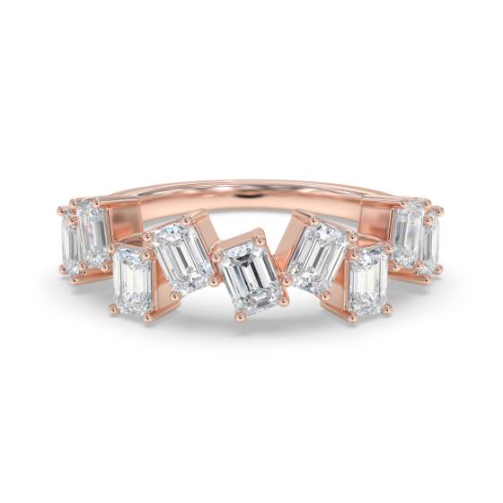 0.75ct Emerald Asymetric Diamond Eternity Ring