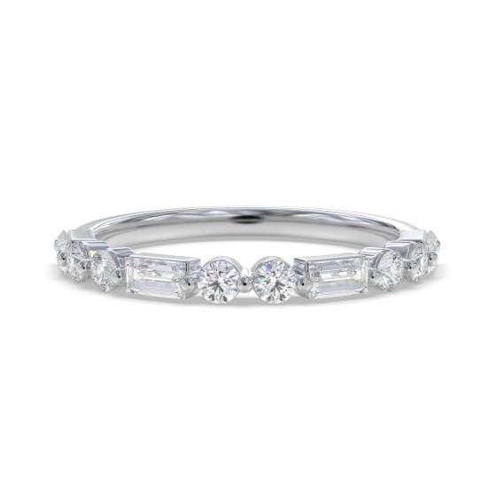 0.25ct Baguette And Round Diamond Alternating Eternity Ring
