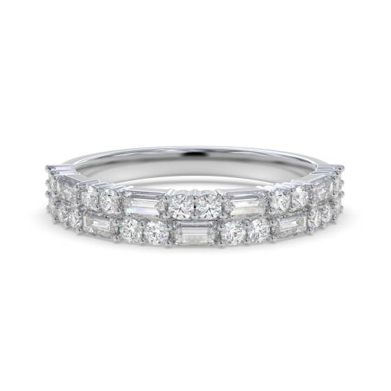 0.40ct Round And Baguette Diamond Cluster Et 2 Row All Horizontal