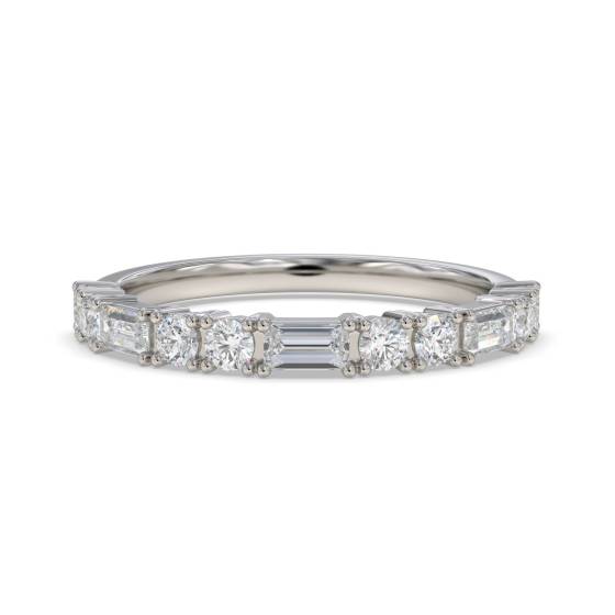 0.35ct Baguette And Round Diamond Alternating Eternity Ring