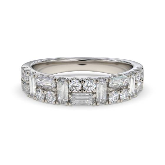 0.45ct Round And Baguette Diamond Cluster Et 2 Row