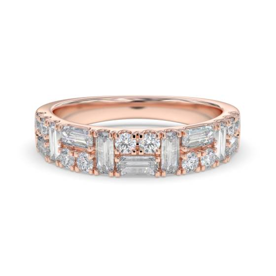 0.45ct Round And Baguette Diamond Cluster Et 2 Row