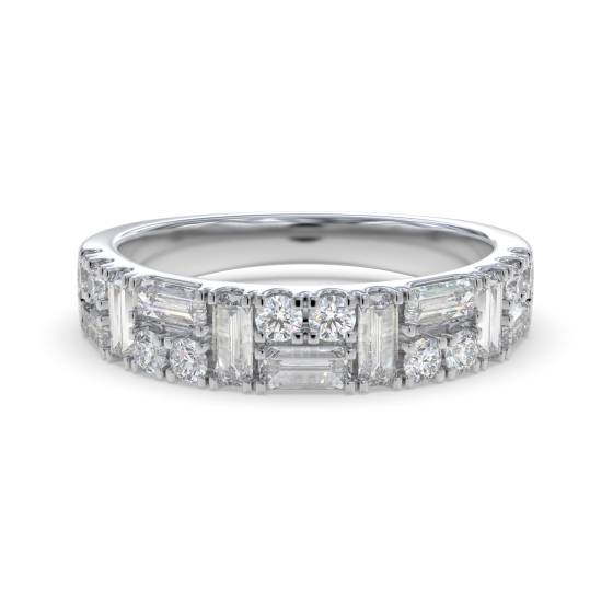 0.45ct Round And Baguette Diamond Cluster Et 2 Row