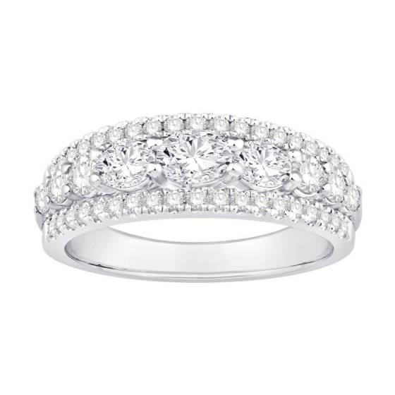 1.85ct VS/D-E Oval Cut Natural Diamond 3 Row Diamond Eternity Ring