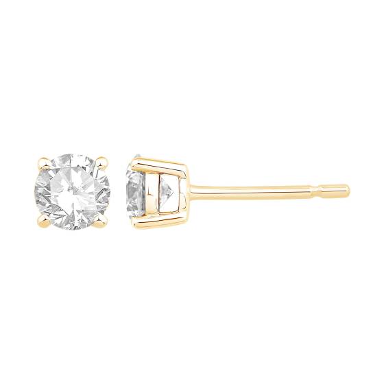 1.06ct VVS/E-F Lab Grown Round Diamond Stud Earrings in 9k Yellow Gold