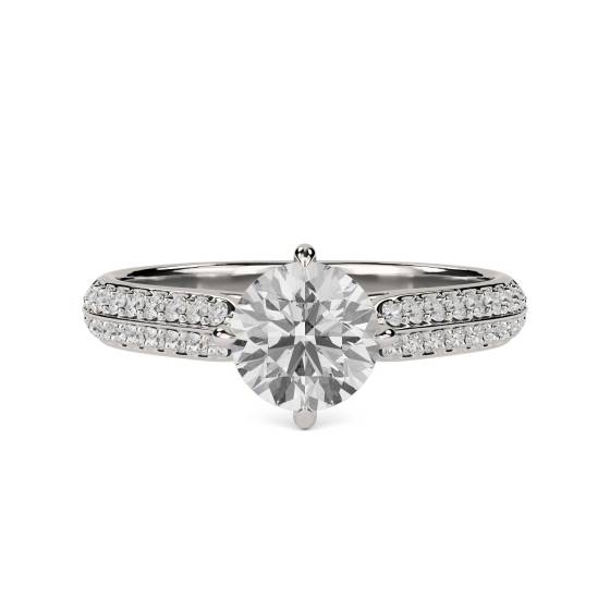 0.50ct VS/E-F Round Cut Natural Diamond Shoulder Set Ring