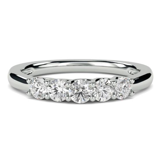 0.50ct VS/E-F Round Cut Natural Diamond 5 Stone Ring
