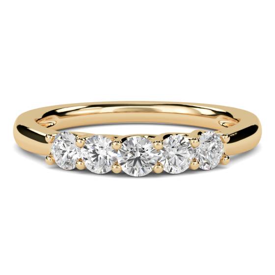 0.70ct VVS1/E Round Cut Labgrown Diamond 5 Stone Ring