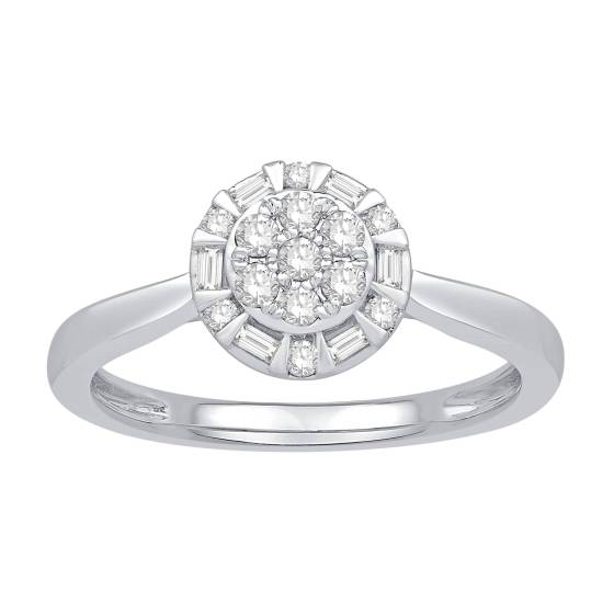 0.25ct VS/E-F Round Cut Natural Diamond Cluster Ring