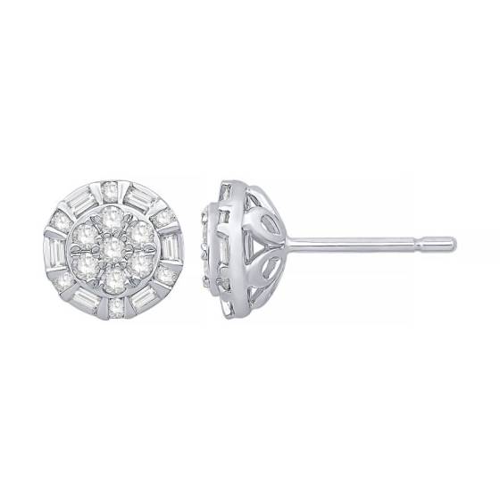 0.48ct VS/E-F Round Cut Natural Diamond Cluster Earrings