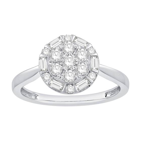 0.49ct VS/E-F Round Cut Natural Diamond Cluster Ring
