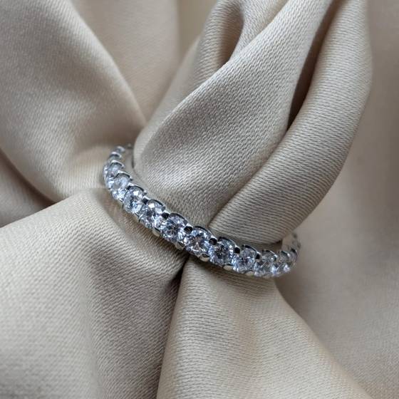 1.40ct VS/E-F Round Cut Natural Diamond Full Eternity Ring