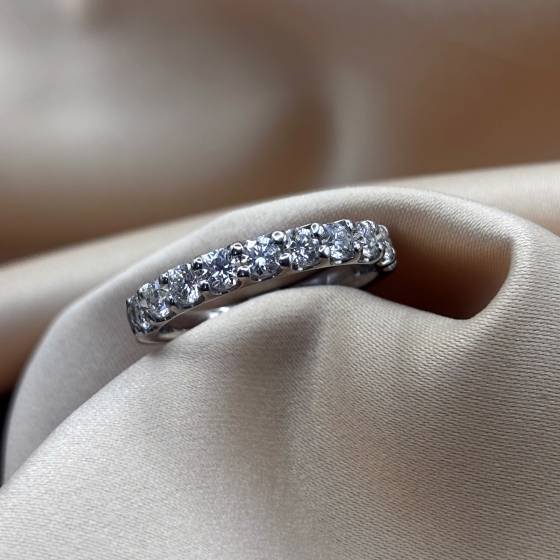 1.33ct VS/E-F Round Cut Natural Diamond Half Eternity Ring
