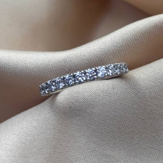 0.50ct VS/E-F Round Cut Natural Diamond Half Eternity Ring