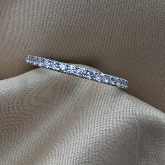 0.50ct VVS/D-E Round Cut Natural Diamond Half Eternity Ring