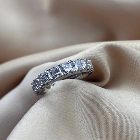 2.74ct VS/E-F Princess Cut Natural Diamond Half Eternity Ring