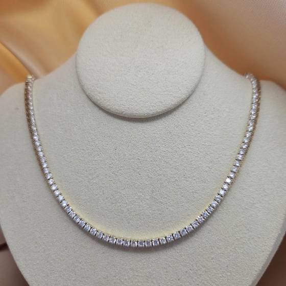 8.79ct VVS/D-E Lab Grown Round Diamond Tennis Necklace in 9k Yellow Gold