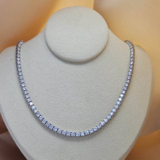 13.31ct VVS/D-E Lab Grown Round Diamond Tennis Necklace in 9k White Gold