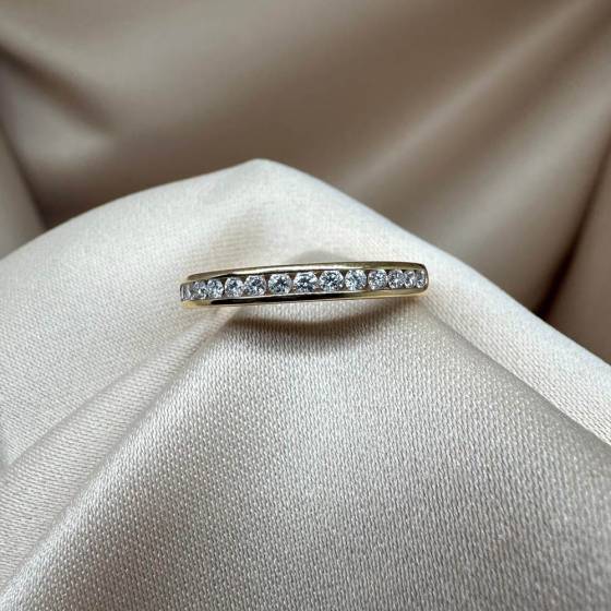 0.22ct VS/E-F Round Cut Natural Diamond Half Channel Eternity Ring