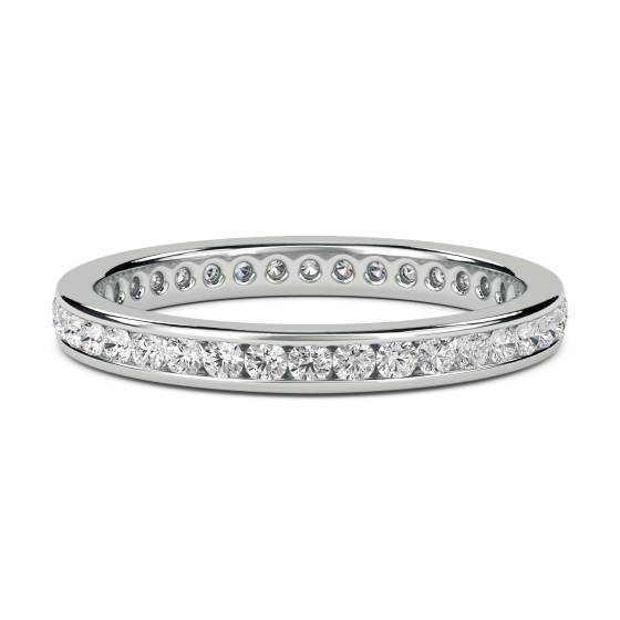 0.25ct VVS/D-E Round Cut Natural Diamond Full Channel Eternity Ring