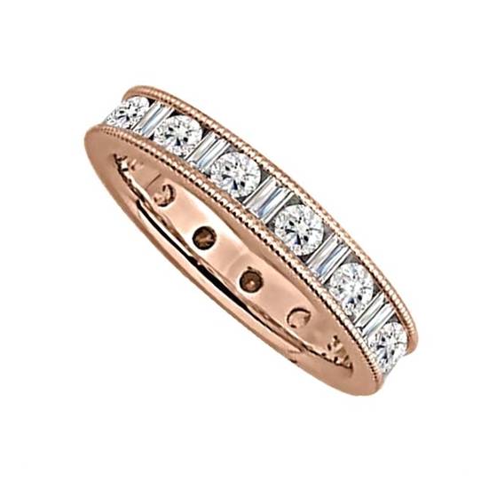 1.50ct Milgrain Round and Baguette Diamond Full Eternity Ring