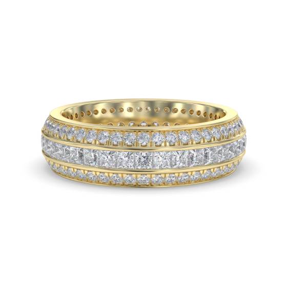 1.25ct Elegant Princess and Round Diamond Multi Row Dress Ring