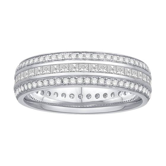 1.30ct Elegant Princess and Round Diamond Eternity Ring