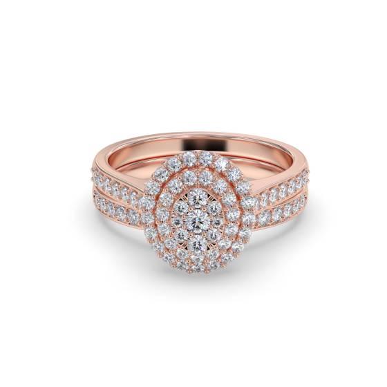 Double Halo Round Diamond Cluster Bridal Set