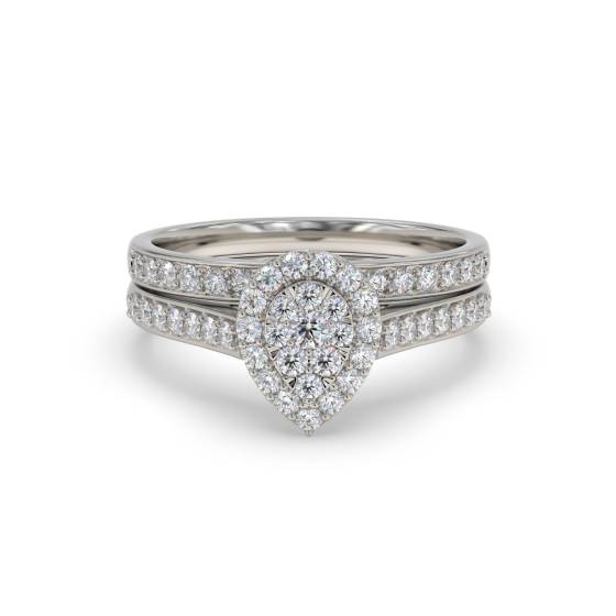 Single Halo Round Diamond Cluster Bridal Set