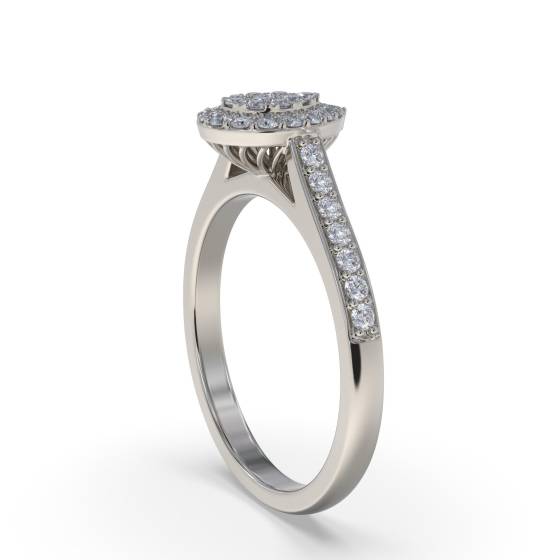 Single Halo Diamond Cluster Shoulder Set Ring