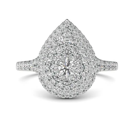 1.20ct VS/E-F Round Cut Lab Grown Diamond Cluster Halo Split Shoulder Set Ring