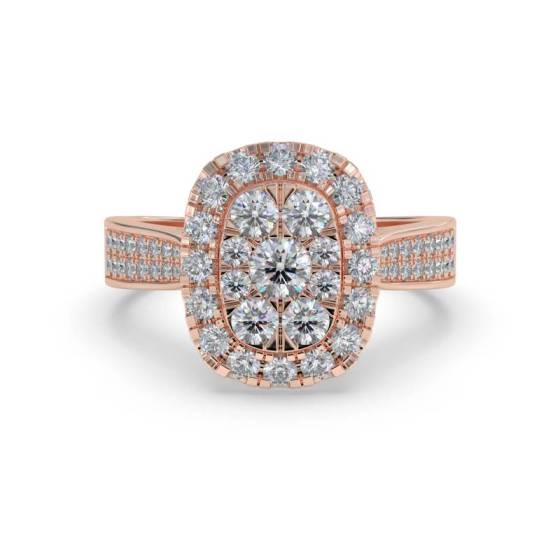 Single Halo Diamond Cluster Shoulder Set Ring
