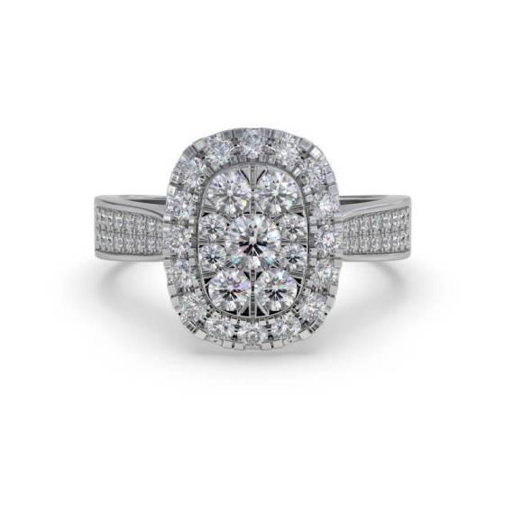 Single Halo Diamond Cluster Shoulder Set Ring