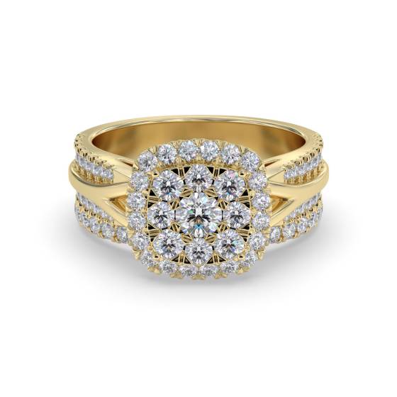 Single Halo Round Diamond Cluster Bridal Set