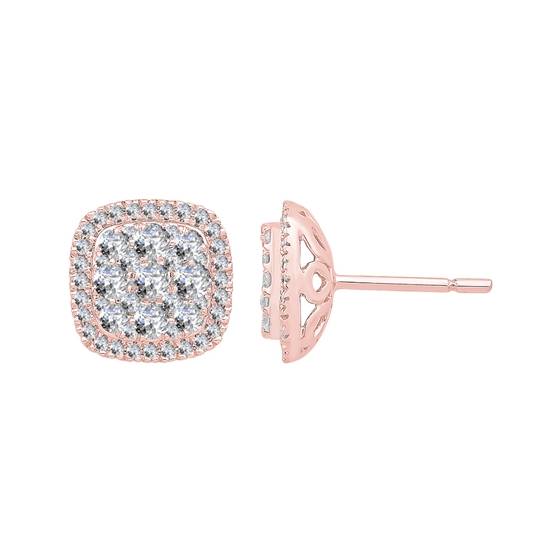 1.00ct Round Diamond Cluster Earrings