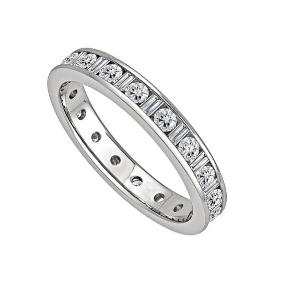 3.5mm Round and Baguette Diamond Full Eternity Ring