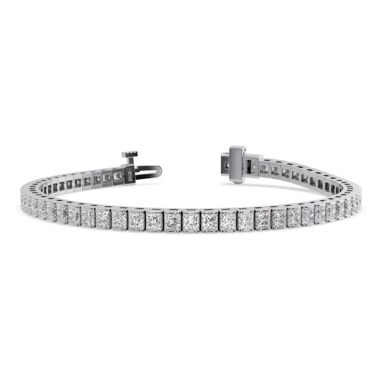 6.00ct VS/F-G Lab Grown Emerald Diamond Bezel Set Bracelet in 9k White Gold