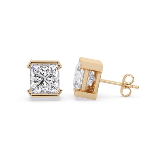 2.00ct VVS1/E Princess Cut Labgrown Diamond Bezel Set Earrings