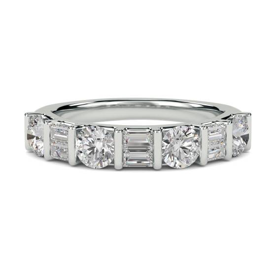 0.75ct IF/D Round Cut Natural Diamond Half Eternity Ring