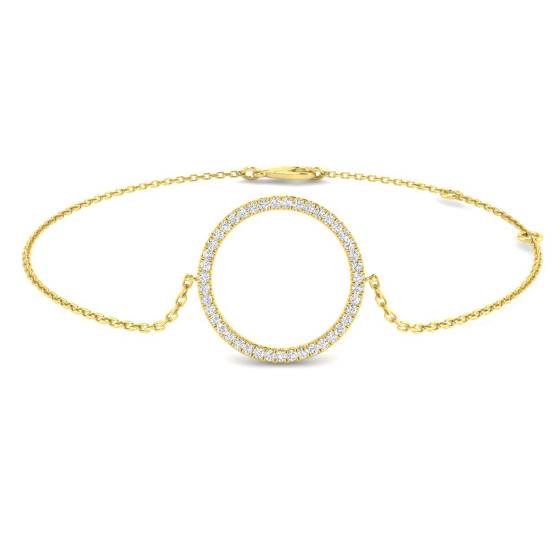 0.16ct SI2/G Round cut Natural Diamond Circle of Life Bracelet in 18k Yellow Gold