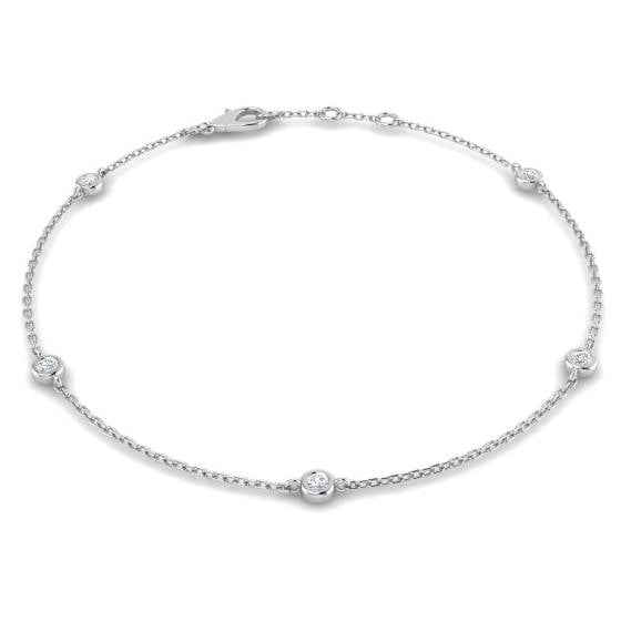 0.13ct SI1/G Round cut Natural Diamond Designer Bracelet in 18k White Gold