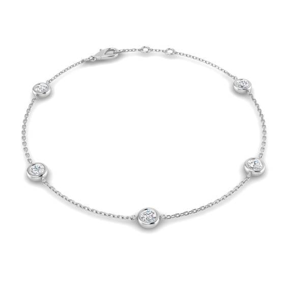 0.70ct SI2/G Round cut Natural Diamond Designer Bracelet in 18k White Gold
