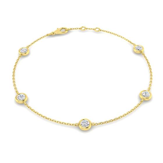 0.70ct SI2/G Round cut Natural Diamond Designer Bracelet in 18k Yellow Gold