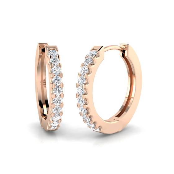 0.19ct SI2/G Round cut Natural Diamond Hoop Earrings in 18k Rose Gold